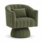 Swivel Barrel Reading Chair in Olive Green