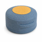 Round Storage Pouf Ottoman in Blue