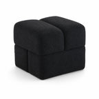Boucle Cube Ottoman in Black