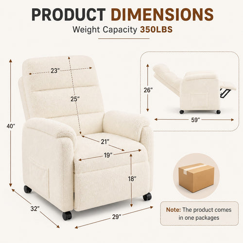 Casual Power Recliner Chair dimensions and size guide