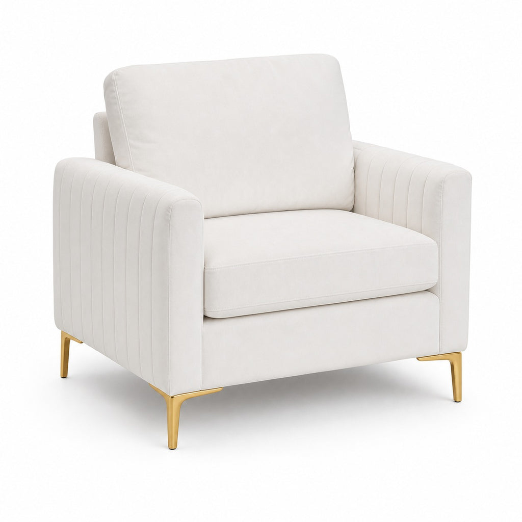 Velvet Accent Reading Chair in Cream