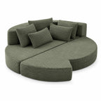 Round Convertible Lounge Sofa in Moss Green