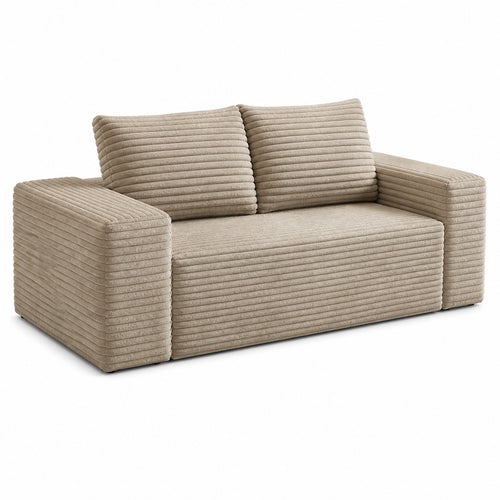 Corduroy Boneless Loveseat in Beige