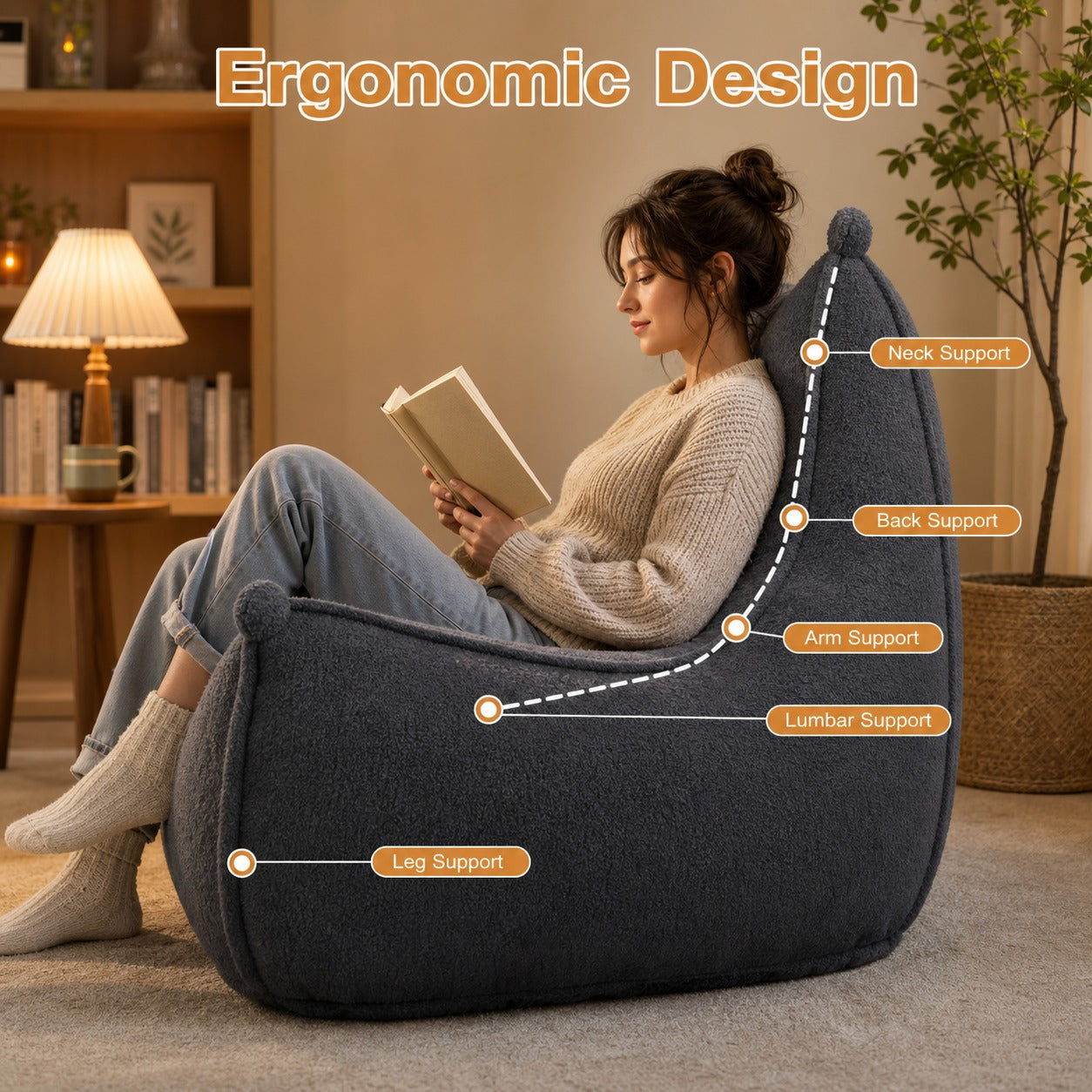High-Back Bean Bag Armchair styled in a room
