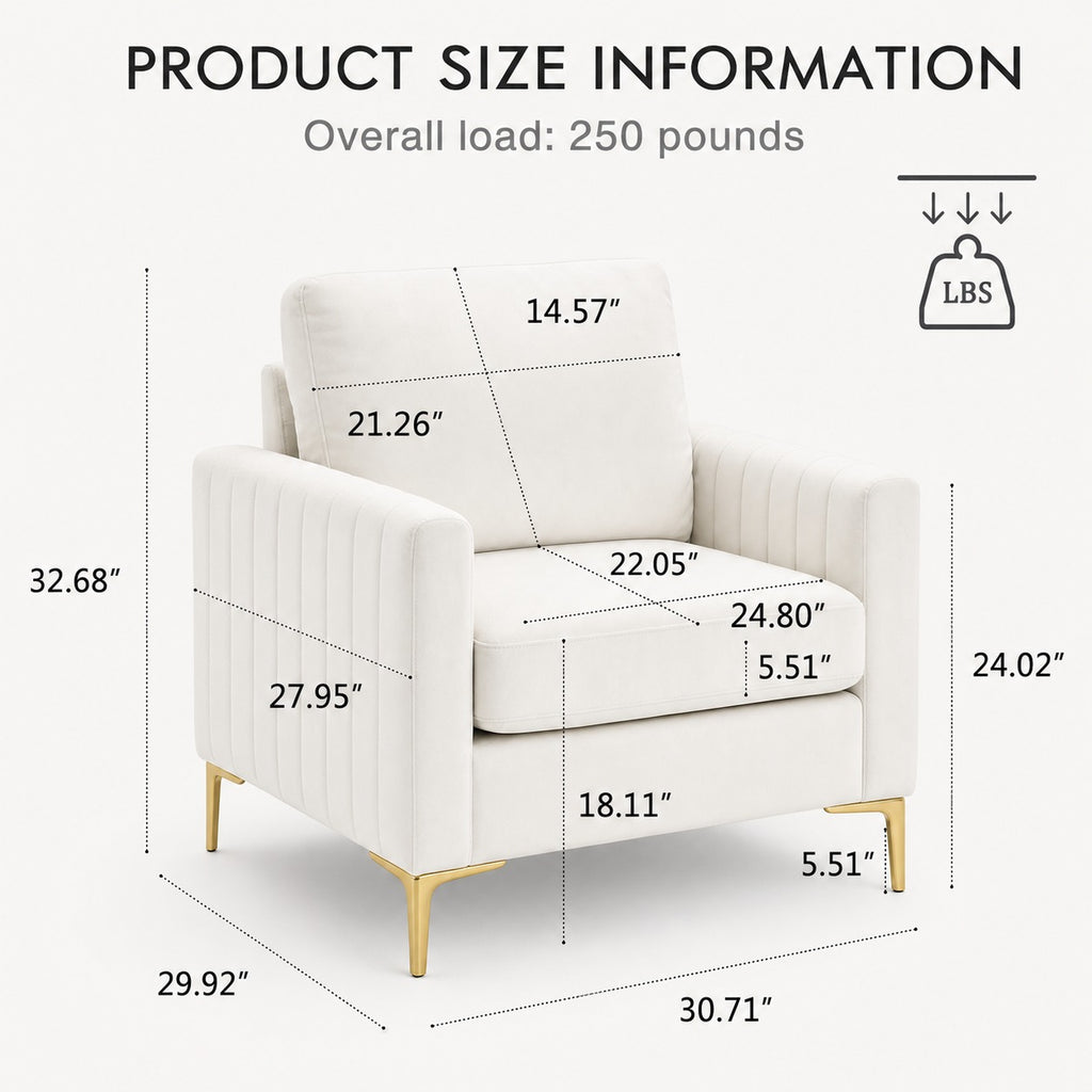 Velvet Accent Reading Chair dimensions and size guide