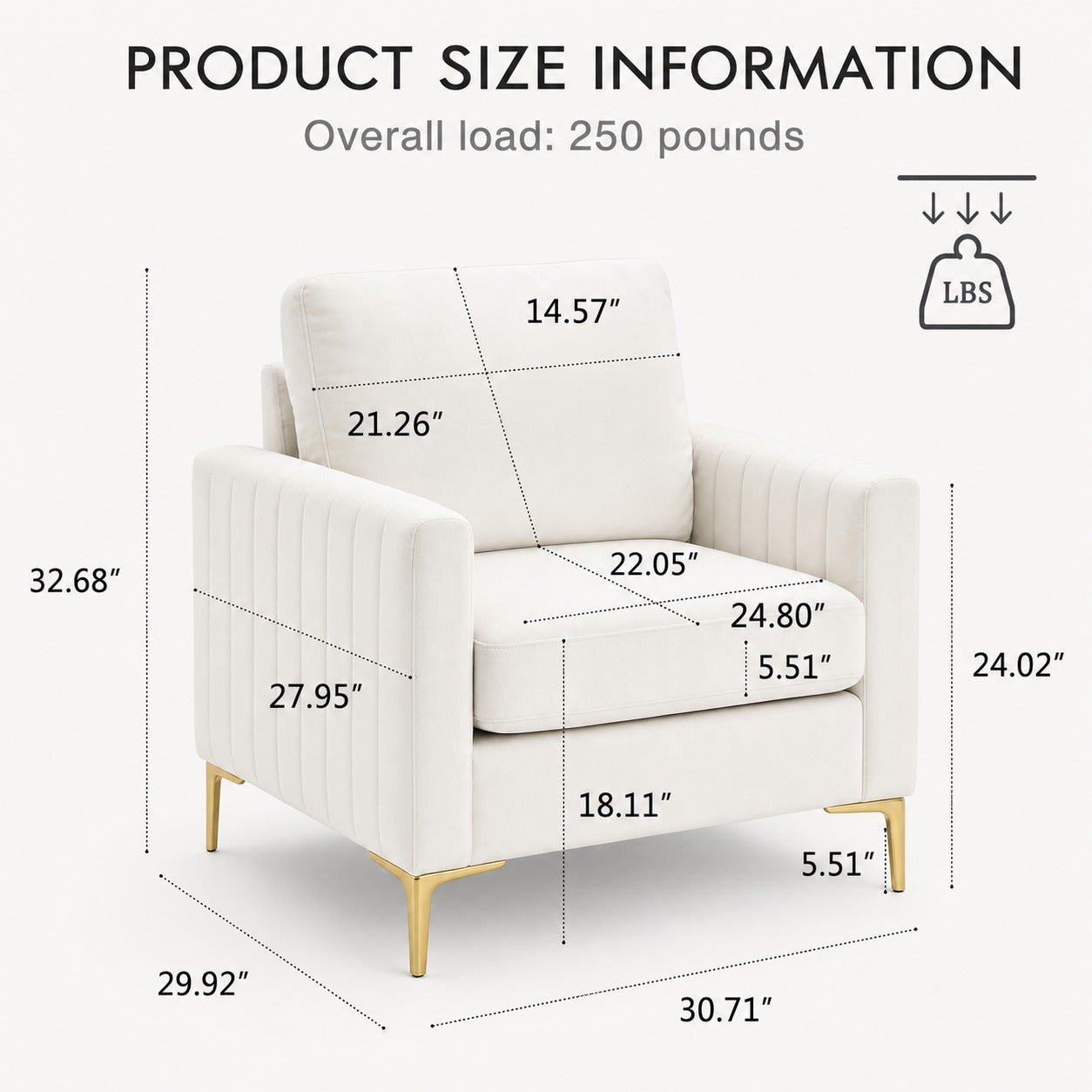 Velvet Accent Reading Chair dimensions and size guide