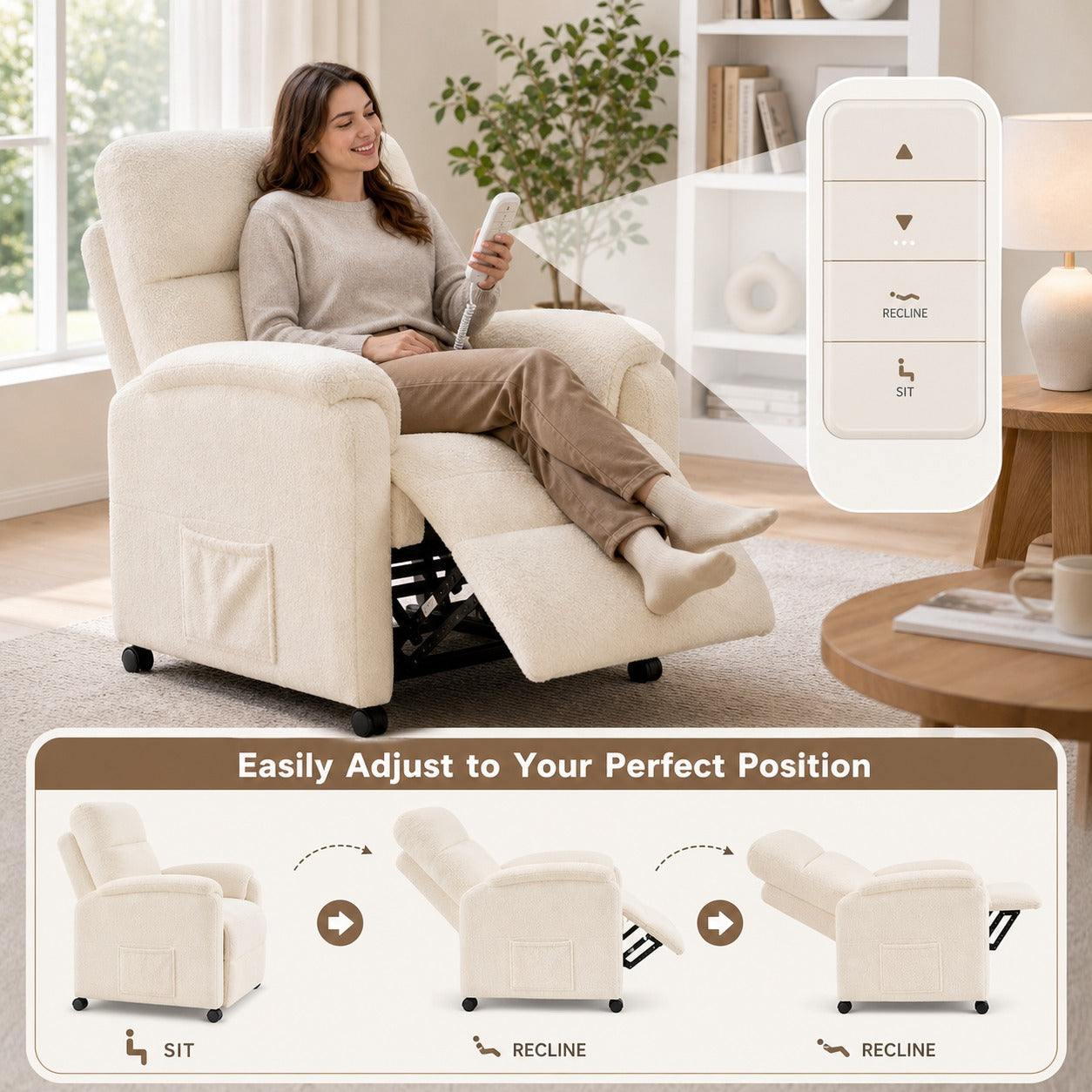 Casual Power Recliner Chair styled in a room