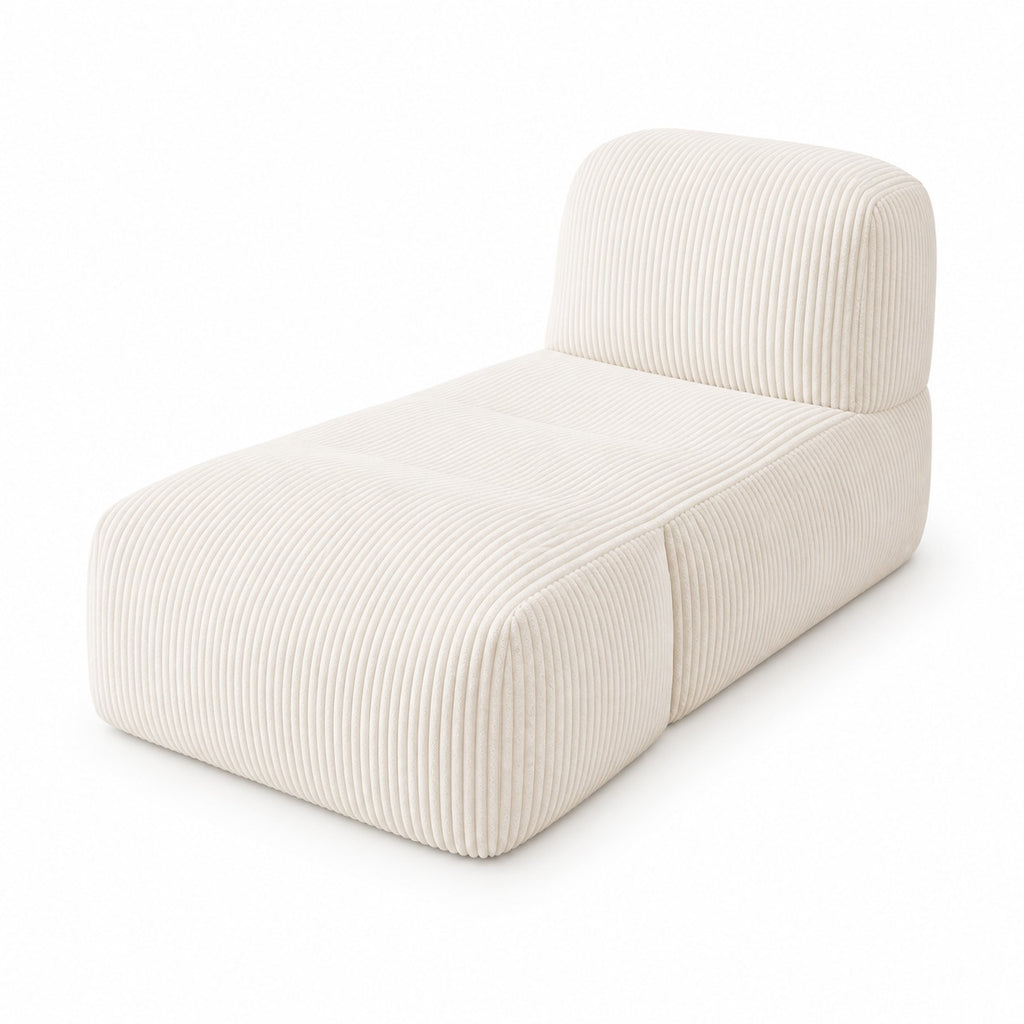 Fold-Out Corduroy Floor Lounger in Cream