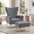 Wingback Chair and Ottoman Set styled in a room