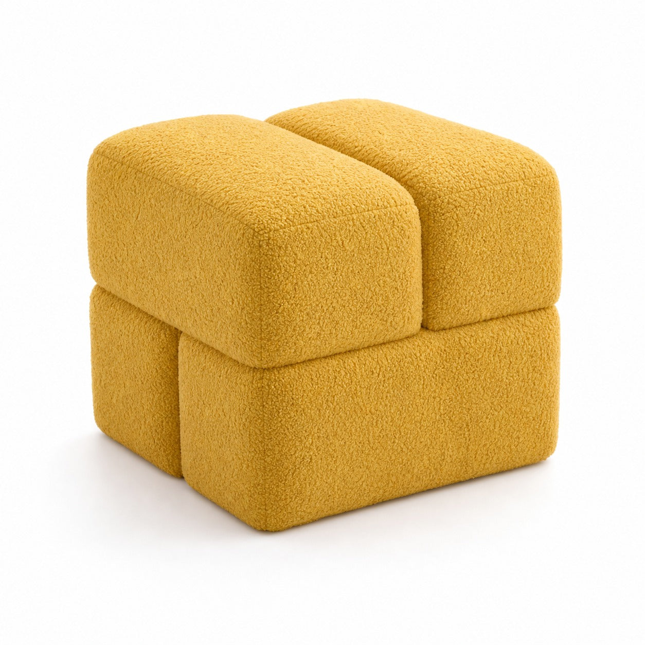 Boucle Cube Ottoman in Mustard