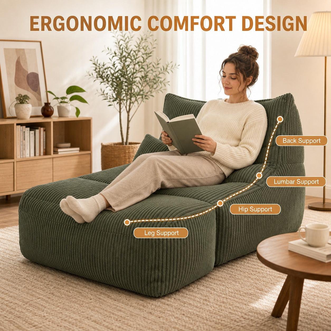 Round Convertible Lounge Sofa styled in a room