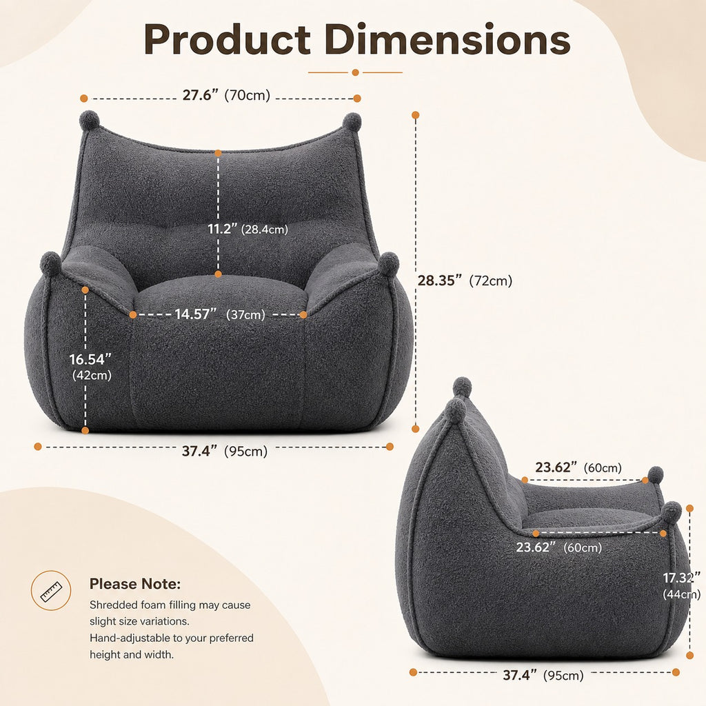 High-Back Bean Bag Armchair dimensions and size guide