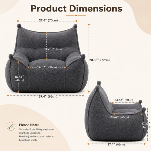 High-Back Bean Bag Armchair dimensions and size guide