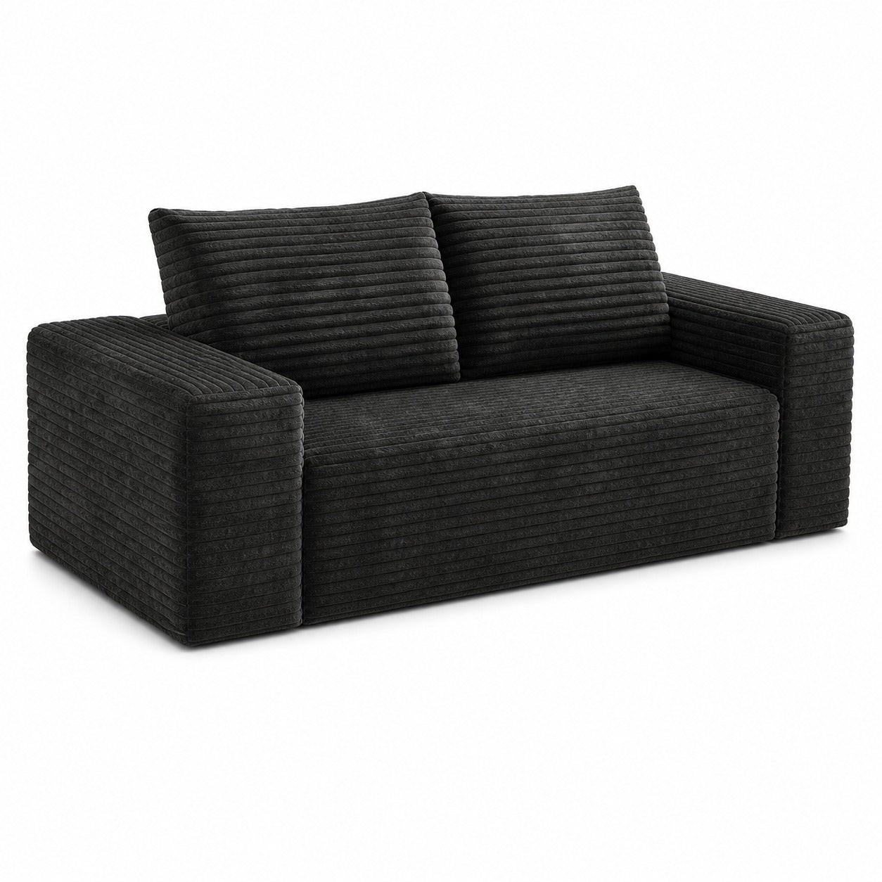 Corduroy Boneless Loveseat in Black