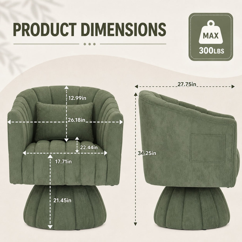 Swivel Barrel Reading Chair dimensions and size guide