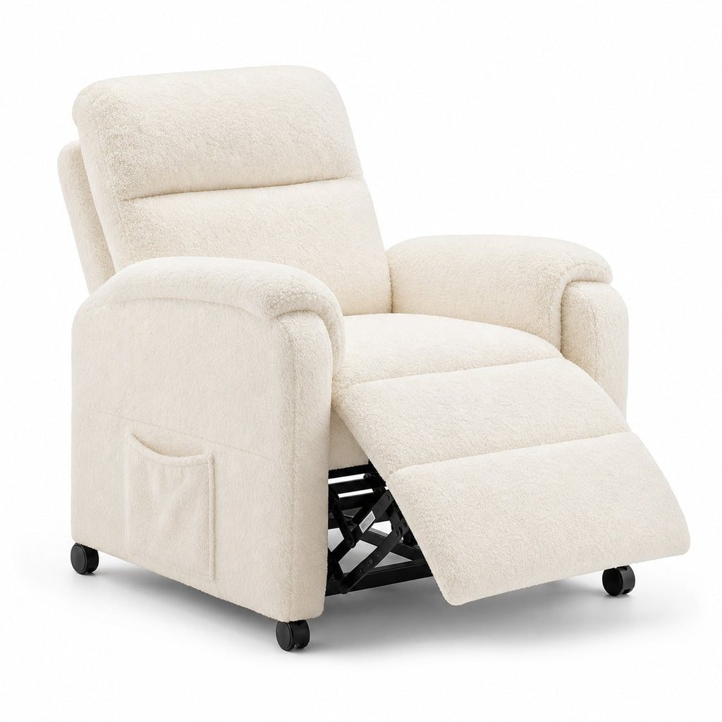 Casual Power Recliner Chair in Ivory