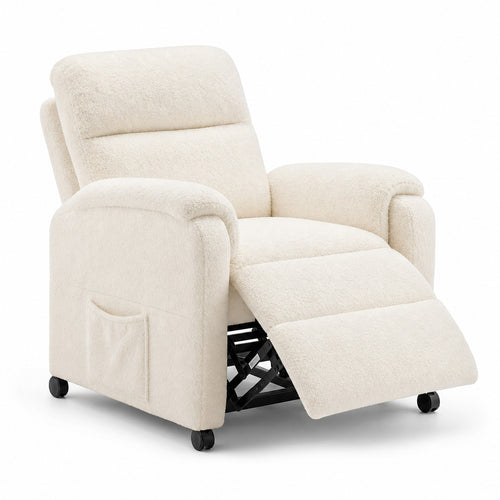 Casual Power Recliner Chair in Ivory