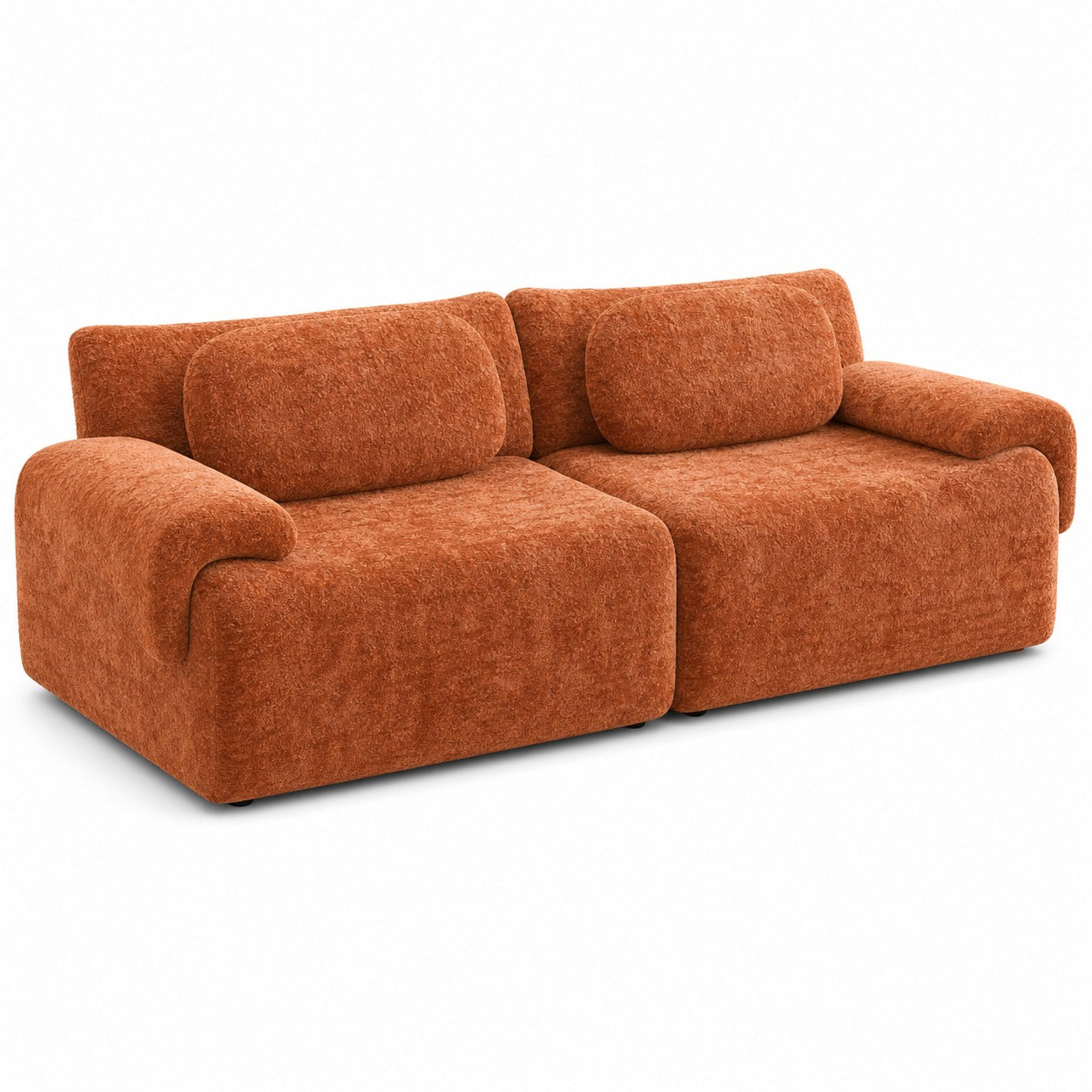 Wide Cloud Loveseat Sofa in Rust