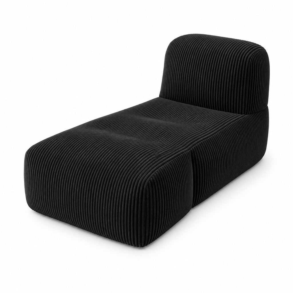 Fold-Out Corduroy Floor Lounger in Black