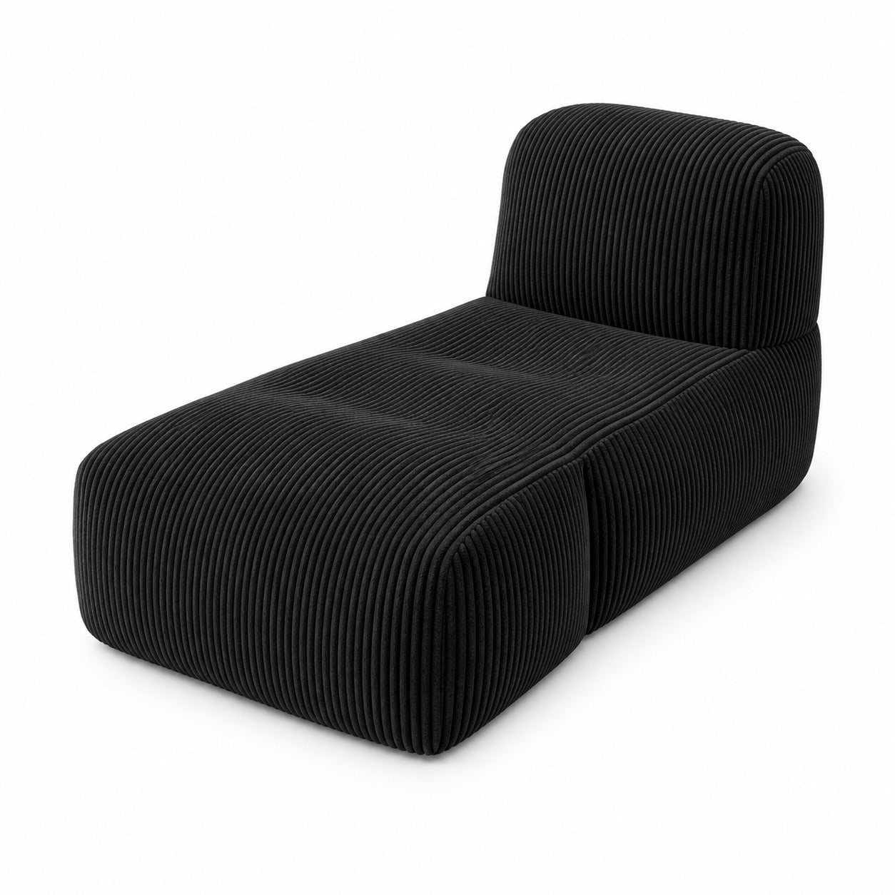 Fold-Out Corduroy Floor Lounger in Black