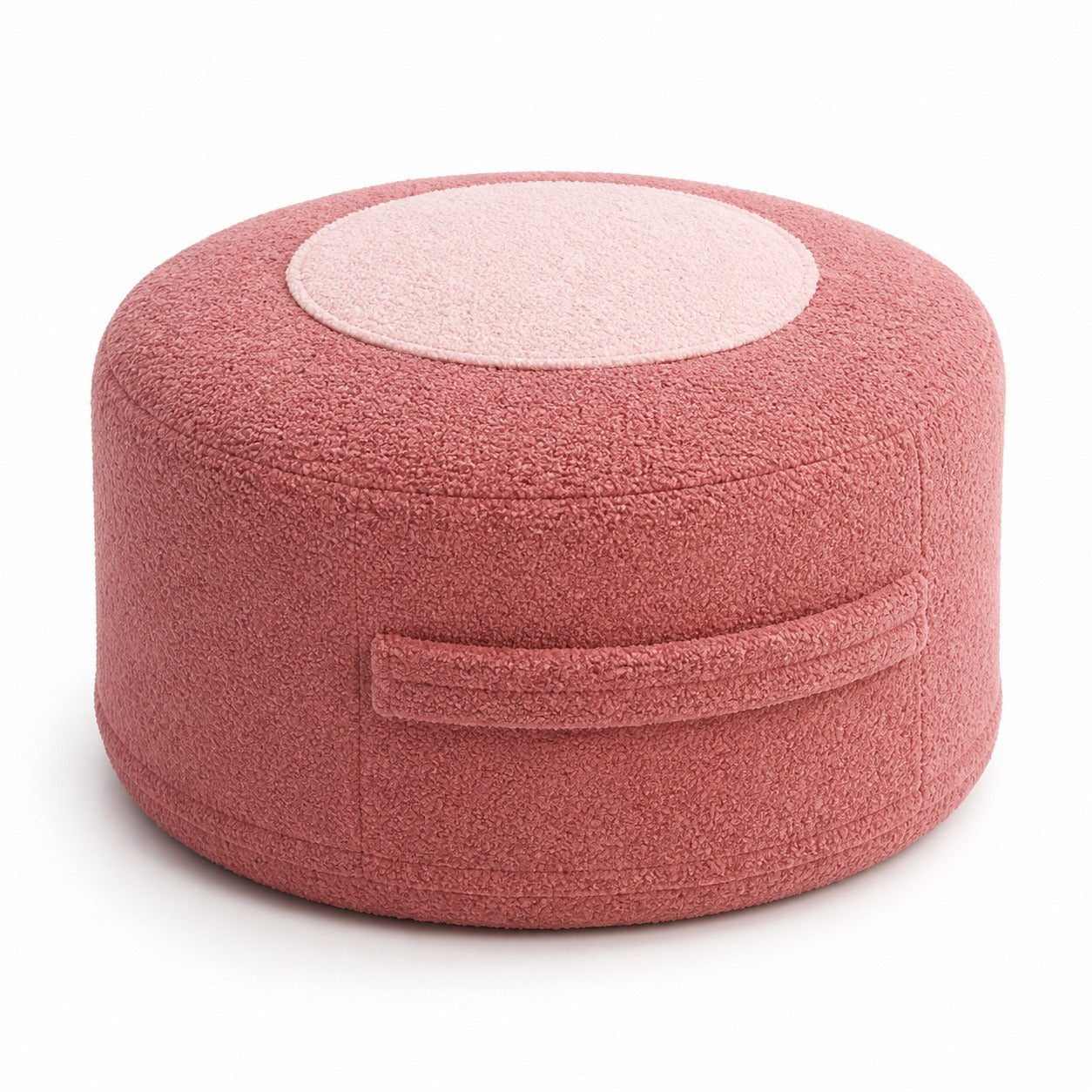 Round Storage Pouf Ottoman in Pink