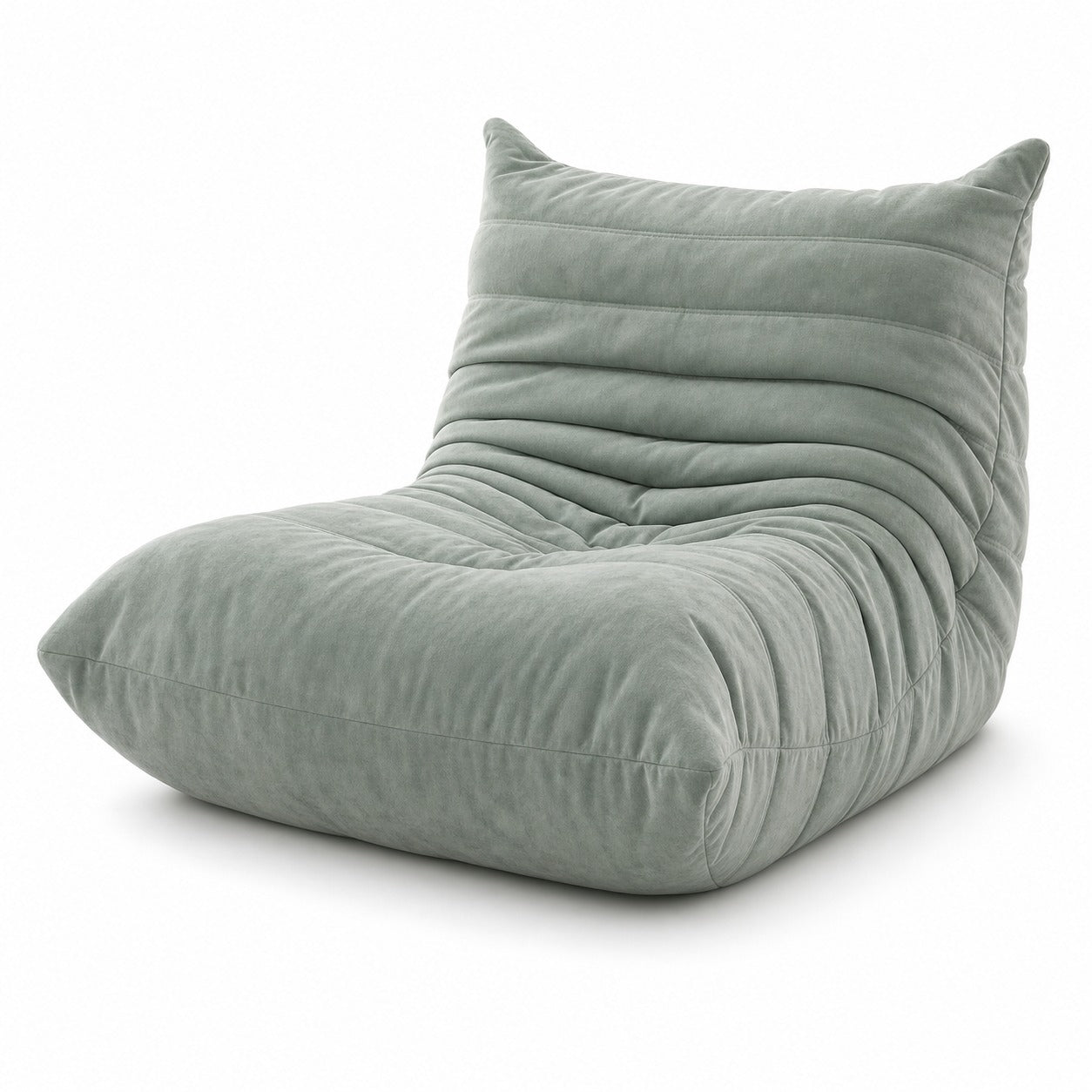 Velvet Floor Lounge Chair in Sage Green