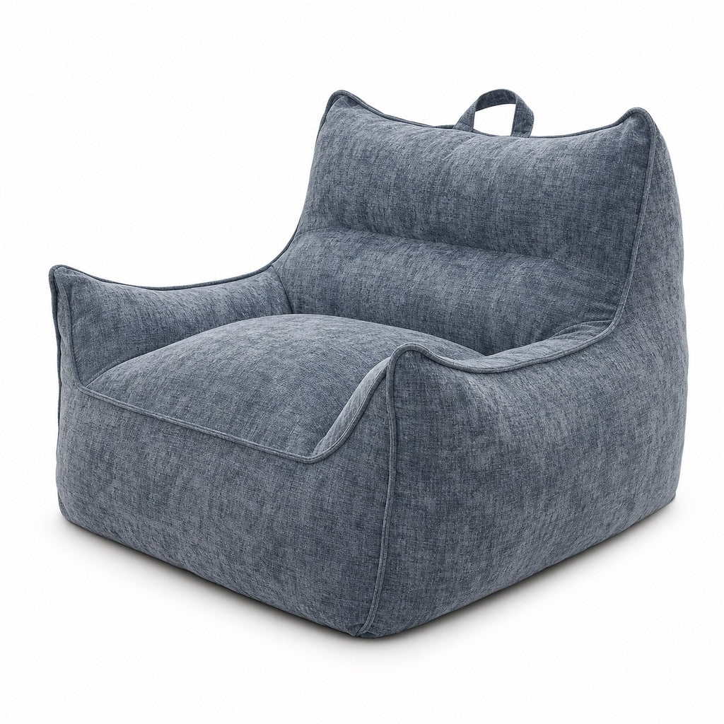 Wide Pillow Bean Bag Chair in Slate Blue