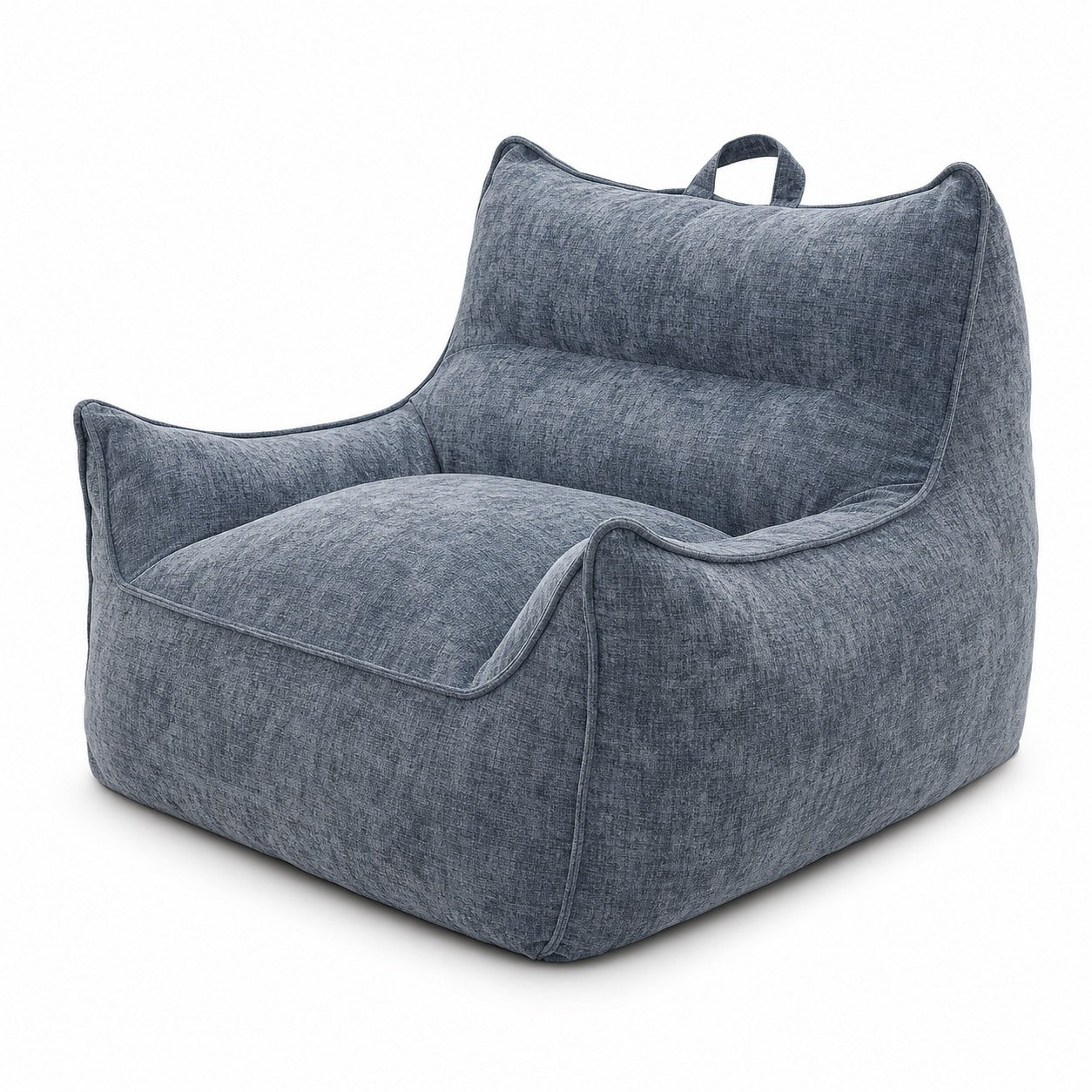 Wide Pillow Bean Bag Chair in Slate Blue