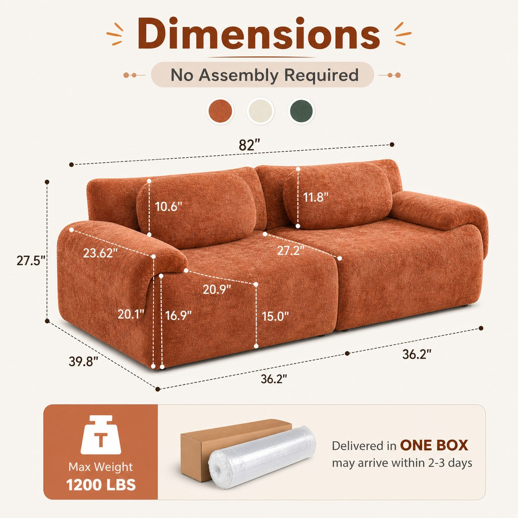 Wide Cloud Loveseat Sofa dimensions and size guide