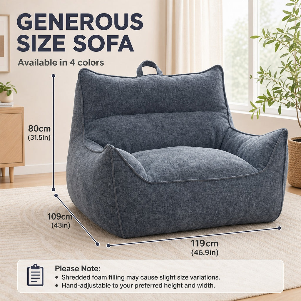 Wide Pillow Bean Bag Chair dimensions and size guide