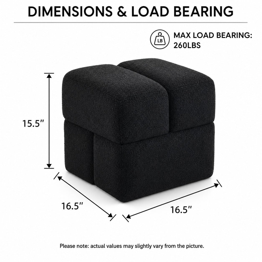 Boucle Cube Ottoman dimensions and size guide