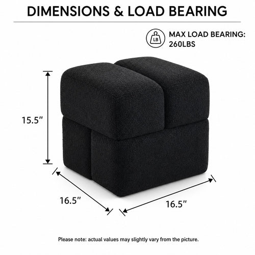 Boucle Cube Ottoman dimensions and size guide
