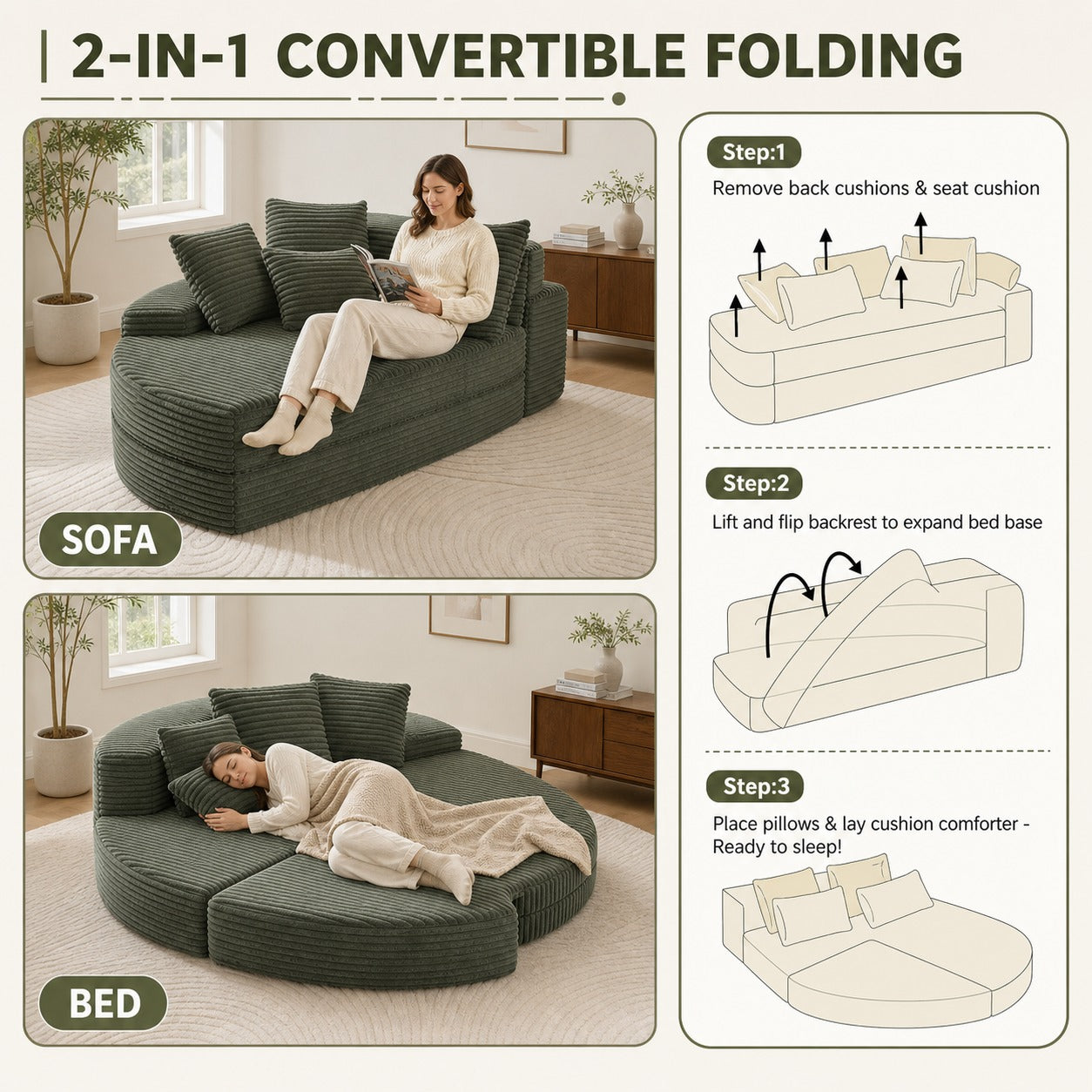 Round Convertible Lounge Sofa product details